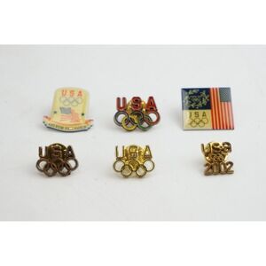 Aminco Team USA Olympic Lapel Pin Lot 6pc Multicolor Athens 2002 2004 Good